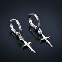 1 Pair Simple Style Commute Cross Plating Inlay Copper Zircon Gold Plated Silver Plated Drop Earrings main image 4