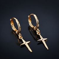 1 Pair Simple Style Commute Cross Plating Inlay Copper Zircon Gold Plated Silver Plated Drop Earrings main image 5