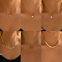 201 Stainless Steel 18K Gold Plated Simple Style Plating Inlay Letter Square Heart Shape Shell Necklace main image 1