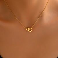 201 Stainless Steel 18K Gold Plated Simple Style Plating Inlay Letter Square Heart Shape Shell Necklace main image 10