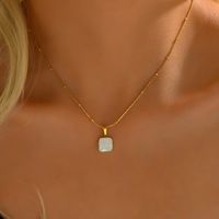 201 Stainless Steel 18K Gold Plated Simple Style Plating Inlay Letter Square Heart Shape Shell Necklace main image 8