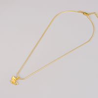 Elegant Ginkgo-blatt Titan Stahl Überzug 18 Karat Vergoldet Halskette Mit Anhänger main image 5