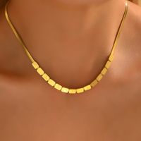 201 Edelstahl 18 Karat Vergoldet Einfacher Stil Überzug Inlay Brief Quadrat Herzform Hülse Halskette main image 2