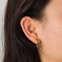 1 Pair Modern Style C Shape Plating Inlay Stainless Steel Zircon Gold Plated Ear Studs main image 5