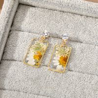 Pastoral Flower Resin Epoxy Inlay Rhinestones Women's Drop Earrings main image 1