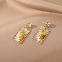 Pastoral Flower Resin Epoxy Inlay Rhinestones Women's Drop Earrings main image 2