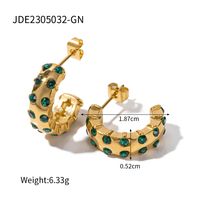 1 Pair Modern Style C Shape Plating Inlay Stainless Steel Zircon Gold Plated Ear Studs sku image 2