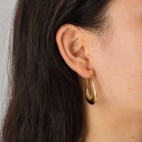 1 Pair Simple Style Artistic U Shape Water Droplets Plating Stainless Steel Gold Plated Ear Studs main image 4