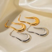 1 Pair Simple Style Artistic U Shape Water Droplets Plating Stainless Steel Gold Plated Ear Studs main image 1