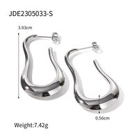 1 Pair Simple Style Artistic U Shape Water Droplets Plating Stainless Steel Gold Plated Ear Studs sku image 2