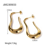 1 Pair Simple Style Artistic U Shape Water Droplets Plating Stainless Steel Gold Plated Ear Studs sku image 1