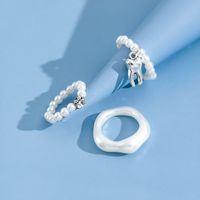 Wholesale Jewelry Simple Style Commute Teeth Imitation Pearl Beaded Charm Plating Rings main image 5