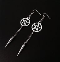 Gothique Rétro Pentacle Traverser Alliage Placage Femmes Boucles D'oreilles main image 4