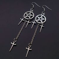 Gothic Retro Pentagram Cross Alloy Plating Women's Drop Earrings sku image 1