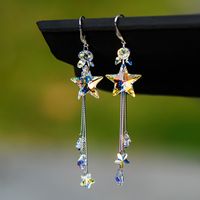 Elegant Lady Star Artificial Crystal Tassel Plating Women's Drop Earrings main image 3