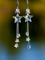 Elegant Lady Star Artificial Crystal Tassel Plating Women's Drop Earrings sku image 1
