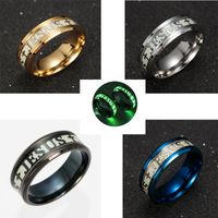 Simple Style Commute Letter Stainless Steel Luminous Plating Men's Rings main image 4