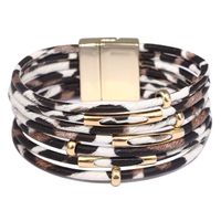 Bohemian Leopard Pu Leather Alloy Beaded Buckle Artificial Pearls Gold Plated Silver Plated Women's Bracelets sku image 3