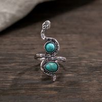 Wholesale Jewelry Retro Ethnic Style Snake Alloy Turquoise Inlay Rings sku image 1