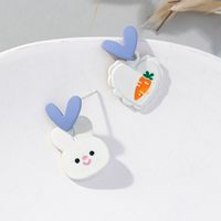 Cute Rabbit Heart Shape Carrot Alloy Spray Paint Women's Drop Earrings main image 5