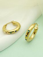 1 Pair Modern Style Round Plating Inlay Stainless Steel Artificial Diamond Gold Plated Hoop Earrings main image 1