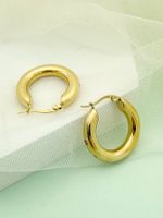 1 Pair Modern Style Round Plating Inlay Stainless Steel Artificial Diamond Gold Plated Hoop Earrings main image 3