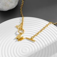 Titanium Steel 18K Gold Plated IG Style Simple Style Toggle Plating Butterfly Pendant Necklace main image 4