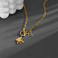 Titanium Steel 18K Gold Plated IG Style Simple Style Toggle Plating Butterfly Pendant Necklace main image 3