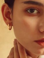 Simple 18k Gold-plated Stainless Steel Jewelry Gold And Silver Hoop Earrings Jewelry main image 6