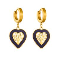 1 Pair Cute Sweet Tree Heart Shape Plating Hollow Out Titanium Steel Acrylic 18K Gold Plated Drop Earrings main image 2