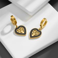 1 Pair Cute Sweet Tree Heart Shape Plating Hollow Out Titanium Steel Acrylic 18K Gold Plated Drop Earrings main image 1