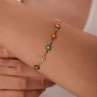 Fashion Flower Stainless Steel Gold Plated Bracelets Necklace main image 4