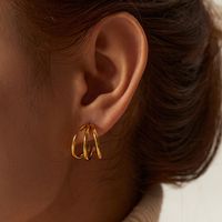 Fashion C Shape Gold Plated Stainless Steel Gold Plated Ear Studs main image 1