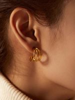Fashion C Shape Gold Plated Stainless Steel Gold Plated Ear Studs main image 3