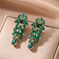 1 Pair Glam Luxurious Round Inlay Alloy Crystal Drop Earrings main image 4
