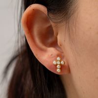 Fashion Cross Stainless Steel Earrings Plating Pearl Zircon Stainless Steel Earrings main image 1