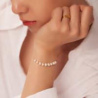 Bracelet De Chaîne En Or De Bijoux En Acier Inoxydable De Perle Géométrique Simple main image 3