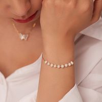Bracelet De Chaîne En Or De Bijoux En Acier Inoxydable De Perle Géométrique Simple main image 4