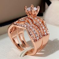 1 Set Fashion Geometric Copper Inlay Zircon Rings sku image 11