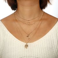 Retro Ethnic Style Cross Horns Alloy Women's Layered Necklaces sku image 1