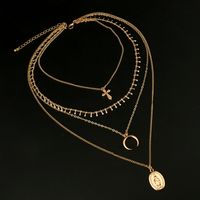 Retro Ethnic Style Cross Horns Alloy Women's Layered Necklaces main image 4