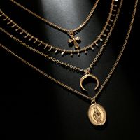 Retro Ethnic Style Cross Horns Alloy Women's Layered Necklaces main image 5