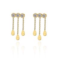 1 Pair Ig Style Elegant Water Droplets Tassel Plating Inlay Stainless Steel Zircon 18k Gold Plated Drop Earrings sku image 1