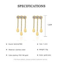1 Pair Ig Style Elegant Water Droplets Tassel Plating Inlay Stainless Steel Zircon 18k Gold Plated Drop Earrings main image 2