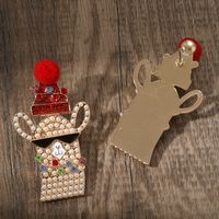 Cute Alpaca Alloy Inlay Artificial Pearls Rhinestones Christmas Women's Drop Earrings main image 5
