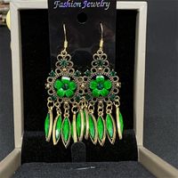 Exaggerated Ethnic Style Water Droplets Flower Alloy Beaded Tassel Inlay Rhinestones Women's Drop Earrings main image 5