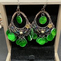 Exaggerated Ethnic Style Water Droplets Flower Alloy Beaded Tassel Inlay Rhinestones Women's Drop Earrings main image 2