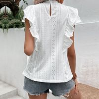 Women's Blouse Short Sleeve Blouses Patchwork Ruffles Casual Solid Color main image 2