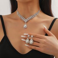Fashion Geometric Alloy Inlay Rhinestones Women's Bracelets Earrings Necklace sku image 12