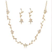 Elegant Leaf Alloy Inlay Rhinestones Silver Plated Women's Earrings Necklace main image 6